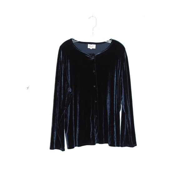 Dark Green VELVET Tunic Blouse Button 