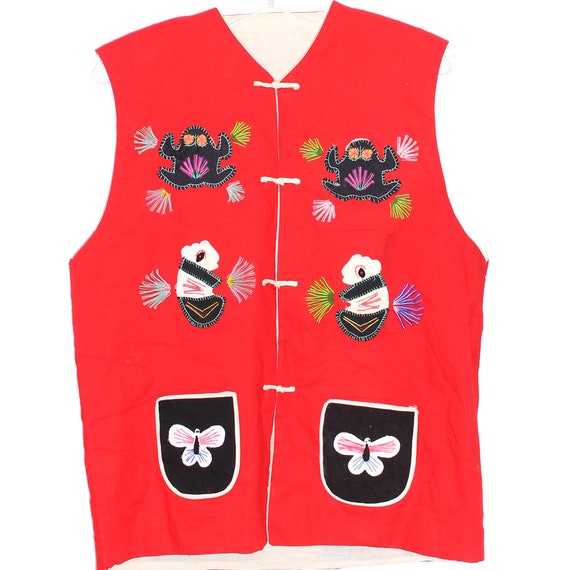 CHINESE new year vest FOLK ART handmade quilted w… - image 2