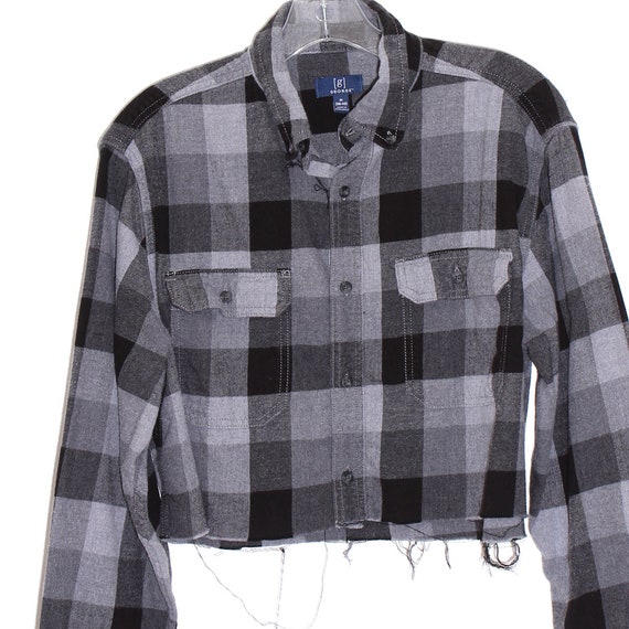 90s FLANNEL CROP TOP Cropped Plaid 