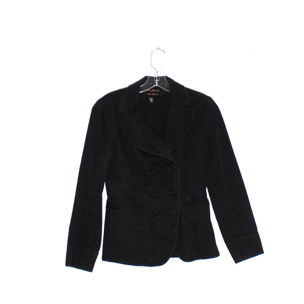 RALPH LAUEN Black Denim Blazer Double 