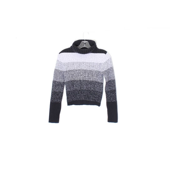 90s CROP TOP Striped Sweater Turtle Neck Cropped Sweater Cropped
