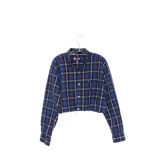 CHAPS RALPH LAUREN plaid shirt 90s crop top prepp… - image 1