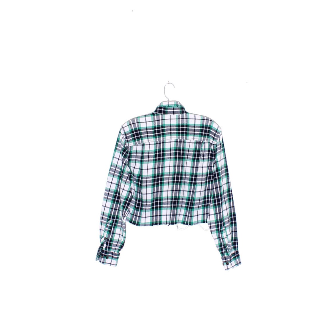 90s FLANNEL CROP TOP cropped plaid shirt button up long sleeve | Etsy