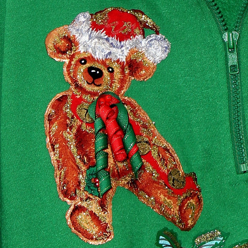 Cropped CHRISTMAS SWEATSHIRT reworked upcycled HANDMADE Christmas Sweater crewneck cottage core xmas ugly sweater party holiday crop top image 3