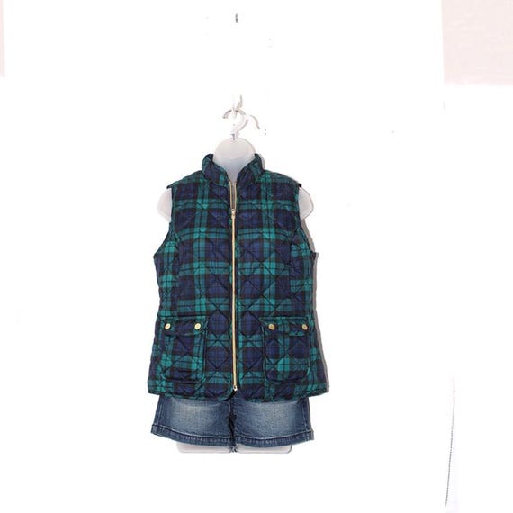 St John's Bay PUFFER VEST rare plaid vest winter cold weather vest coat jacket sleeveless layering layered puff vest vegan down filled poly