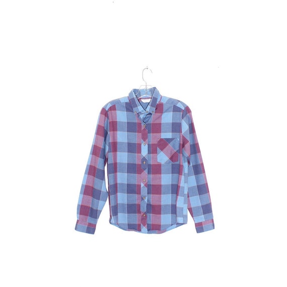 Checkered Blouse 90s Shirt Button Up Shirt Short Slee… - Gem