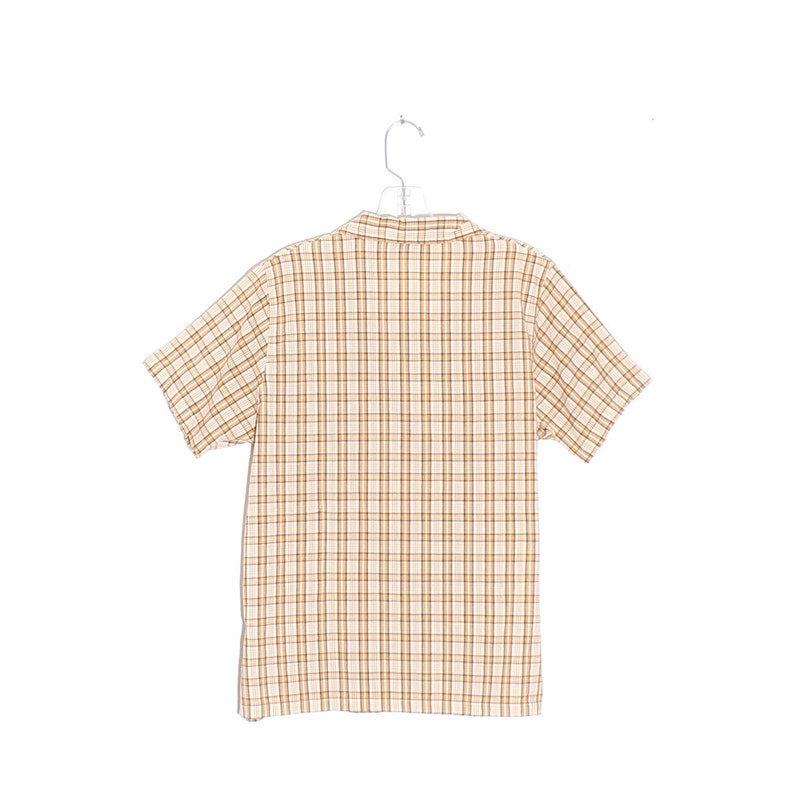 SAFARI ANIMAL blouse PLAID checkered button up short sleeve shirt neutral earth tones embroidered art mom floral flower graphic 80s 90s y2k
