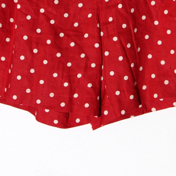 red LINEN shorts white polka dot summer shorts high w… Gem