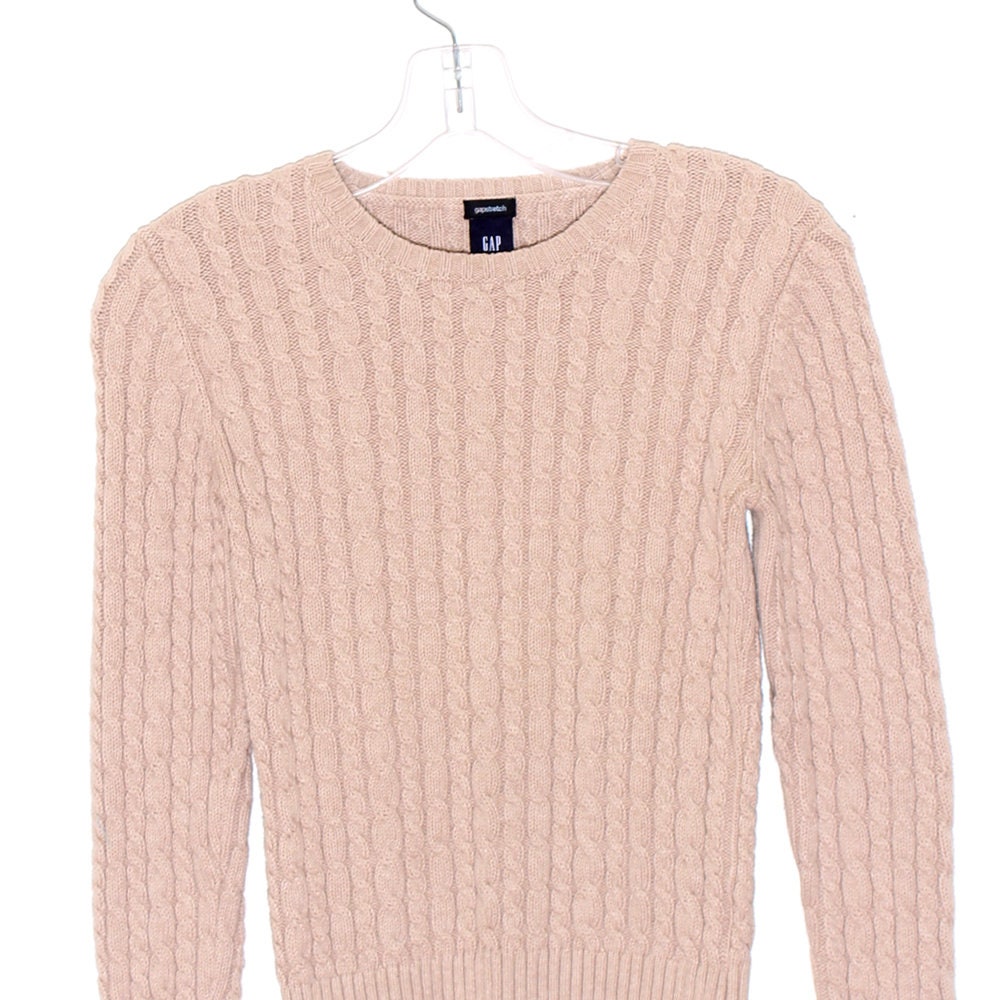 GAP SWEATER kabel gebreide HAVERMOUT zand natuurlijke neutraal getinte zachte gezellige trui dames kleding katoenen stof maat xs kleine vintage gap jumper Etsy Nederland