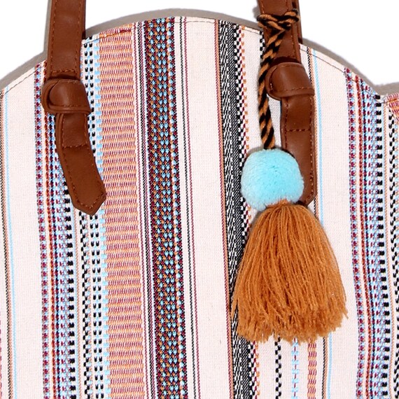 BOHO SHOULDER BAG woven striped pattern with larg… - image 3