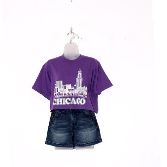 CHICAGO city SKYLINE shirt vintage 80s tshirt PURPLE graphic tee art sketch line drawing