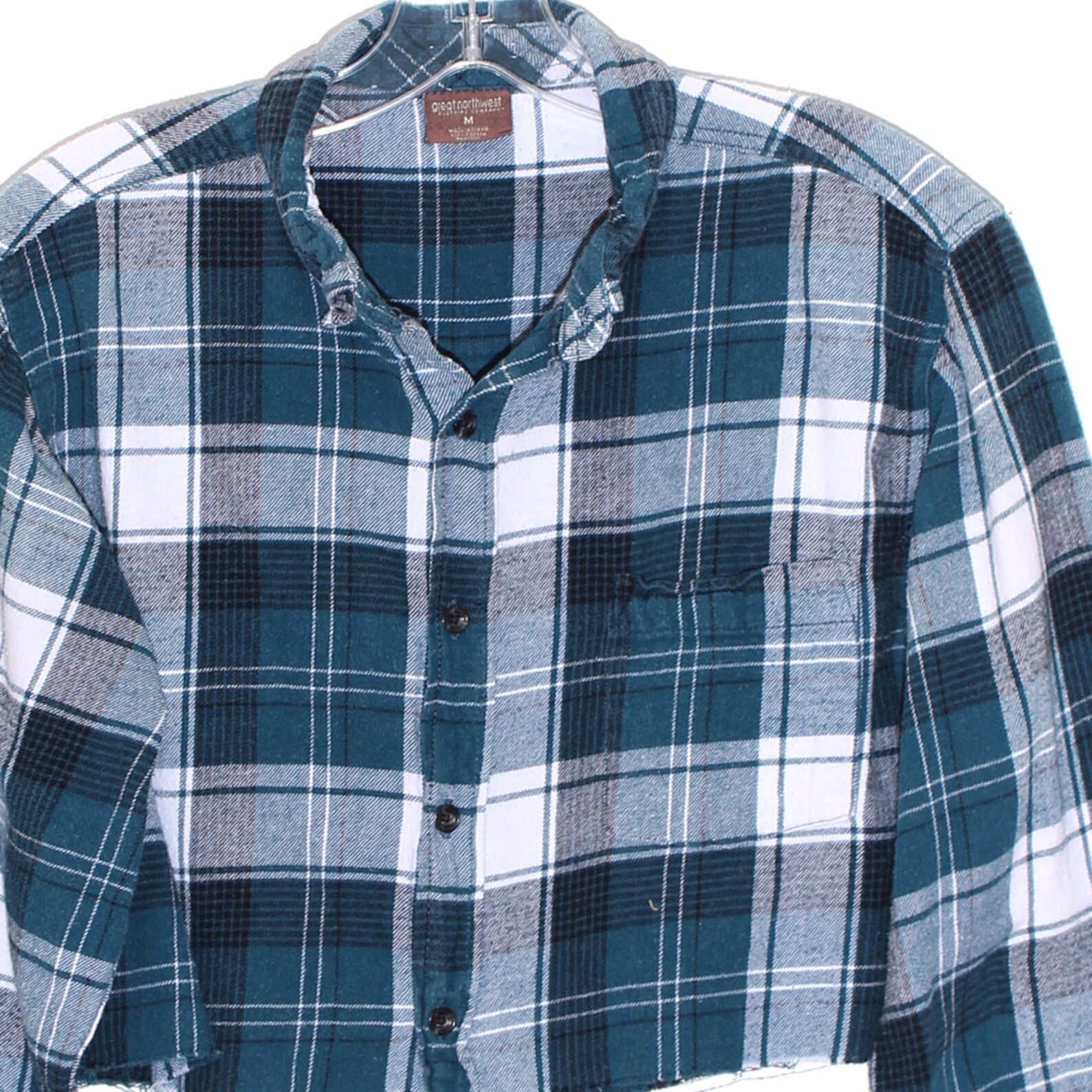 90s FLANNEL CROP TOP cropped plaid shirt button up long sleeve | Etsy