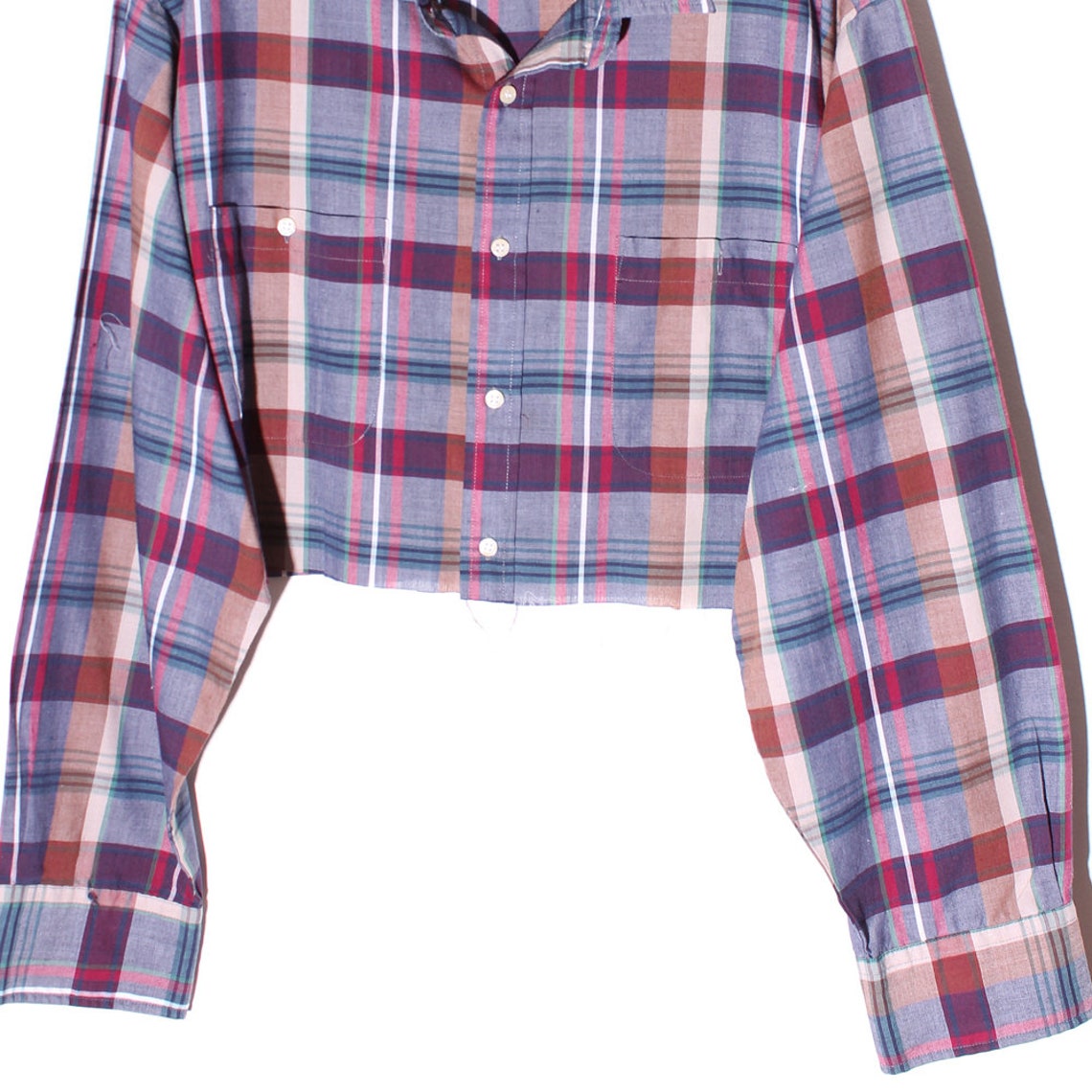 Vintage PLAID FLANNEL 90s crop top cropped length frayed raw | Etsy