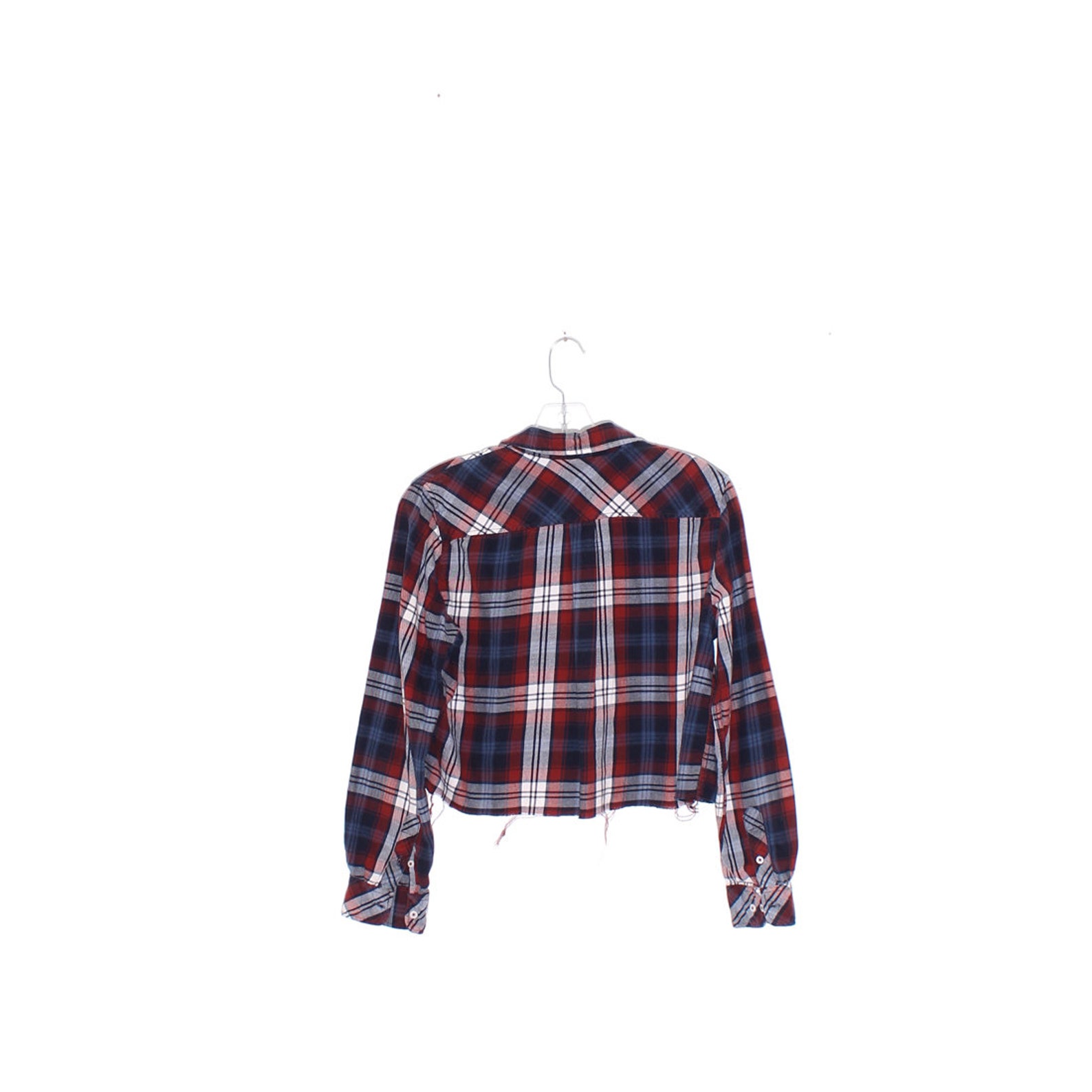 90s FLANNEL CROP TOP cropped plaid shirt button up long sleeve | Etsy