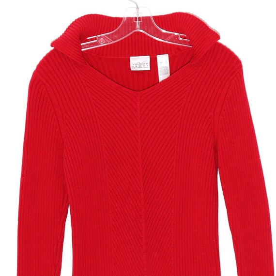 SCARLET RED SWEATER christmas holiday color knit … - image 2