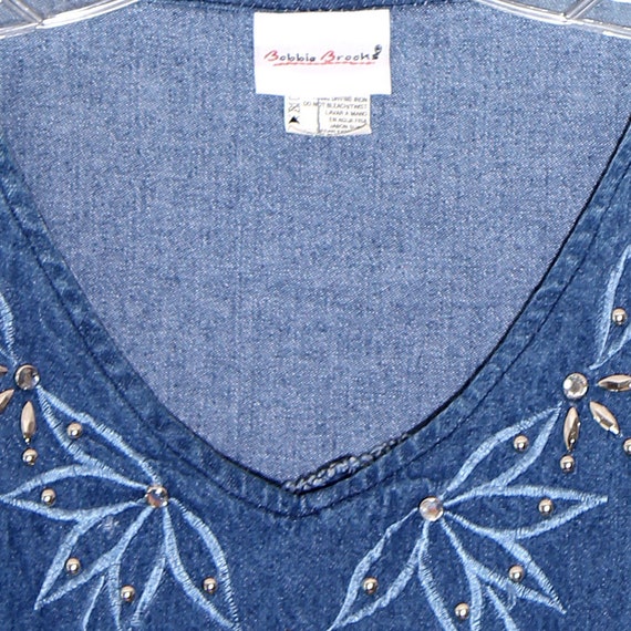80s DENIM glam WESTERN SHIRT shania vibes embroidered… - Gem