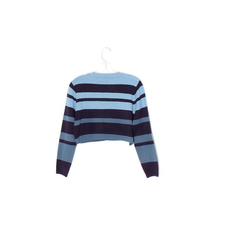 vintage striped sweater crop top BLUE PANTONE OMBRE striped sweater super soft knit sweater cropped sweater jumper custom cropped raw hem