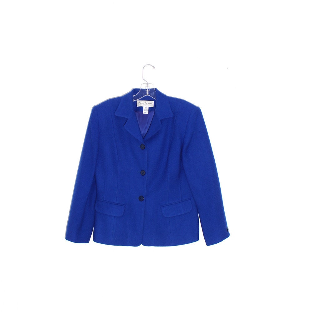 Vintage COBALT BLUE BLAZER jacket wool blazer wool coat jacket | Etsy