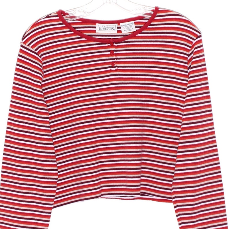 90s crop top striped shirt thermal cropped shirt long sleeve tshirt preppy delias 90s grunge surf skater 90s clothing y2k cute cyber egirl