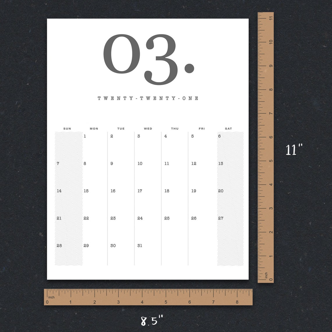 2021-2022 Minimalist Printable Calendar, Simple Font, Clipboard Monthly ...