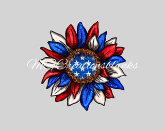 4th of July sunflower clear acrylic blanks for badge reels with matching vinyl decal, acrylic blank, decal, vinyl decal, 4th of July acrylic