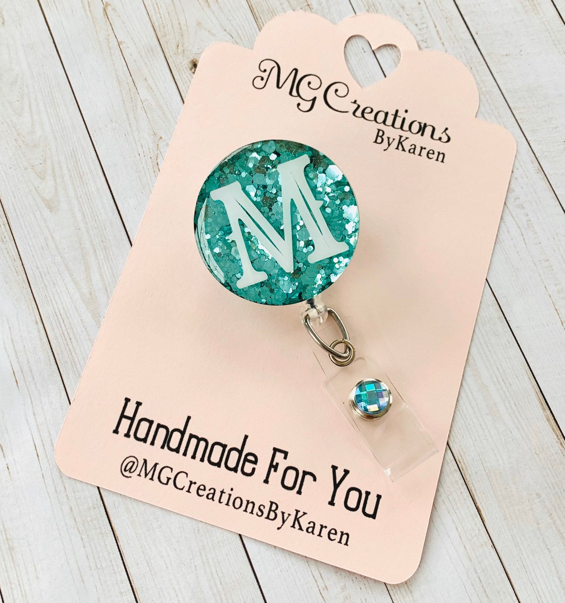 Monogram Badge Reel Initial Badge Reel Name Badge Reel Etsy