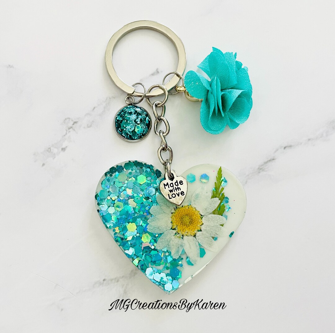 Custom Heart Keychain Heart Keychain Resin Heart Keychain Etsy