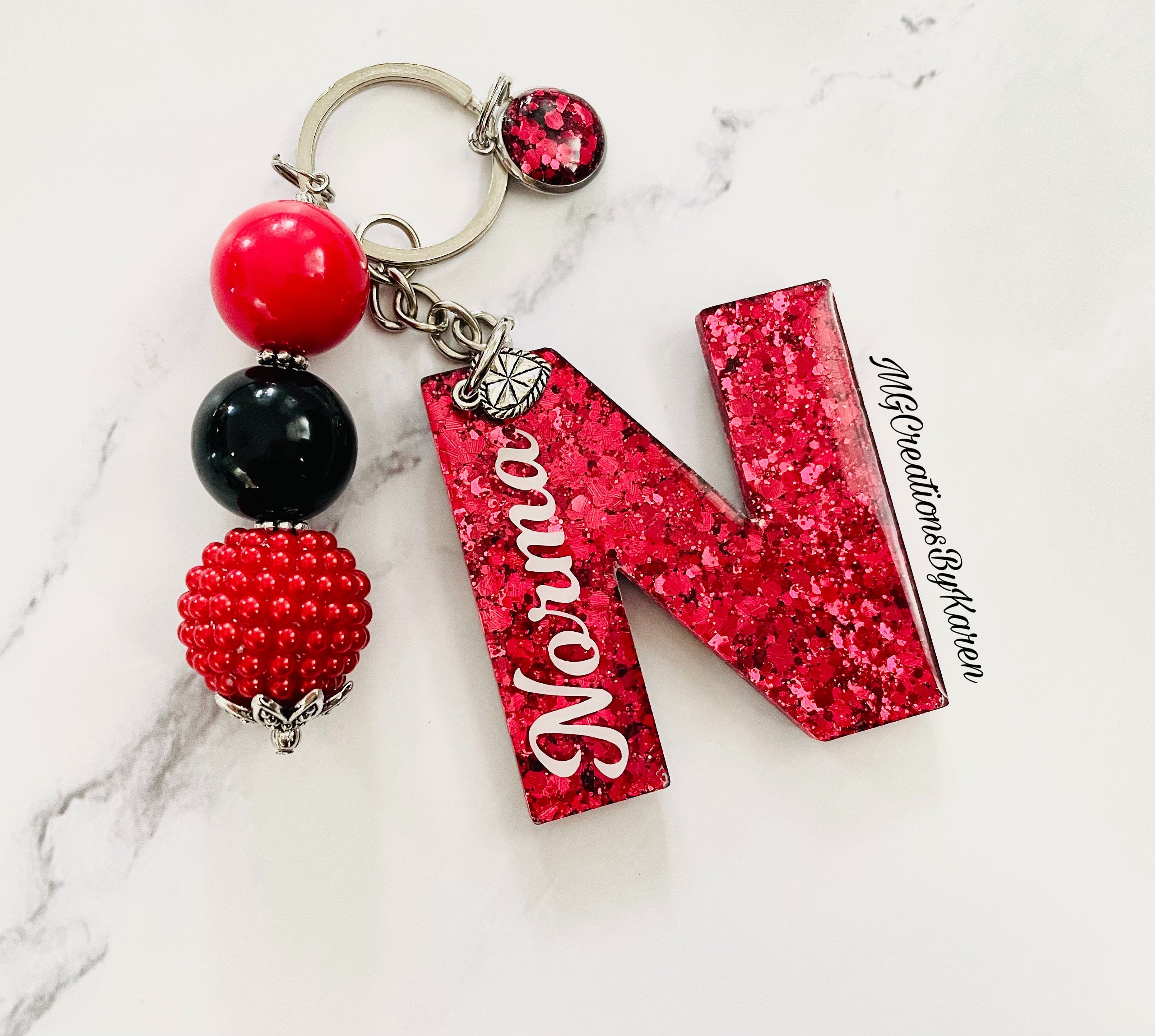 Letter Keychain Initial Keychain Initial Key Ring Glitter Etsy Canada