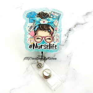 Glitter Nurse Badge Reel: #NurseLife ID Holder