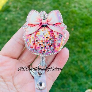 Fall pumpkin Badge Reel, pumpkin Badge Holder, Pumpkin ID Holder, Pumpkin Reel, Pumpkin ID Tag,  fall Badge Reel, autumn Badge Reel