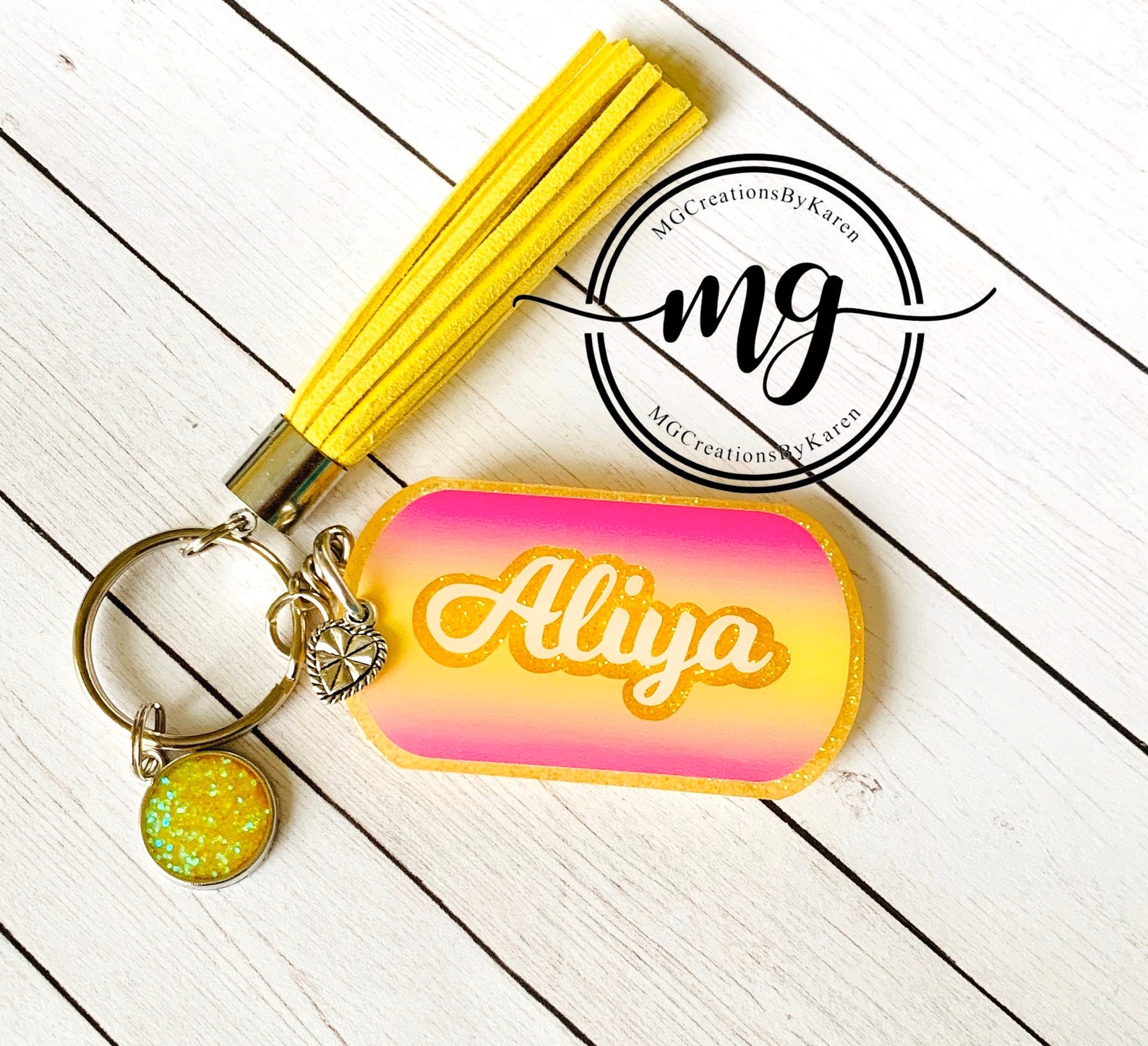 Name Keychain Initial Keychain Initial Key Ring Letter Etsy
