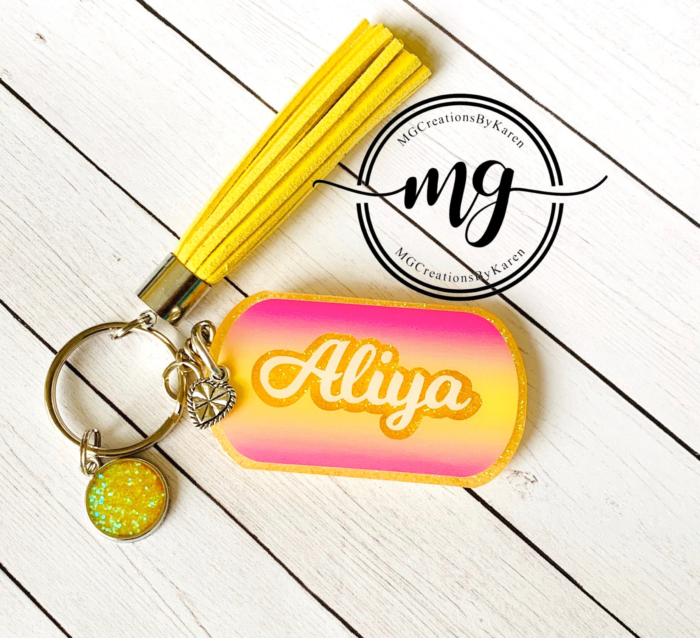 Name Keychain Initial Keychain Initial Key Ring Letter Etsy