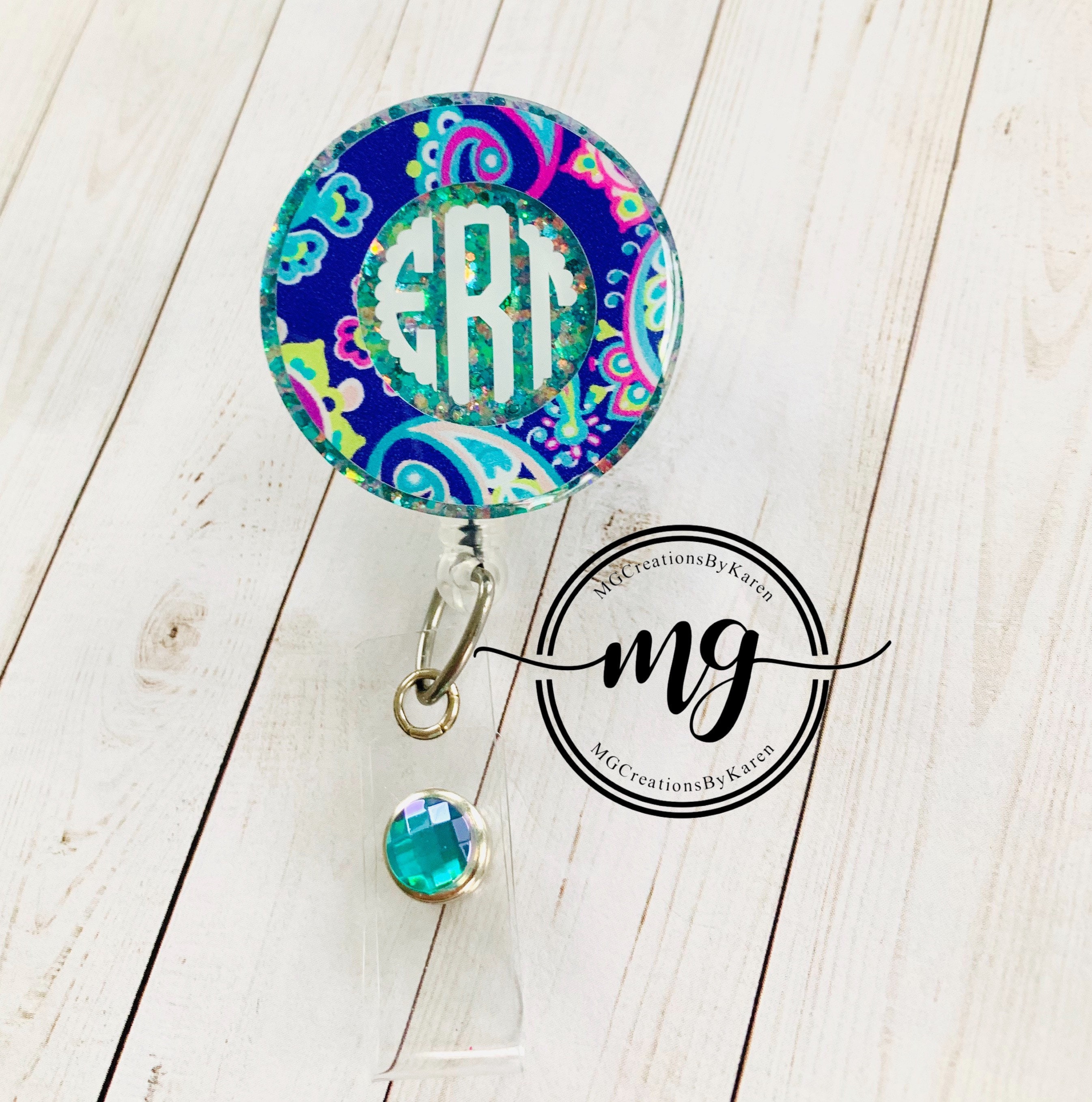 Monogram Badge Reel Personalized Badge Reel Custom Badge Etsy