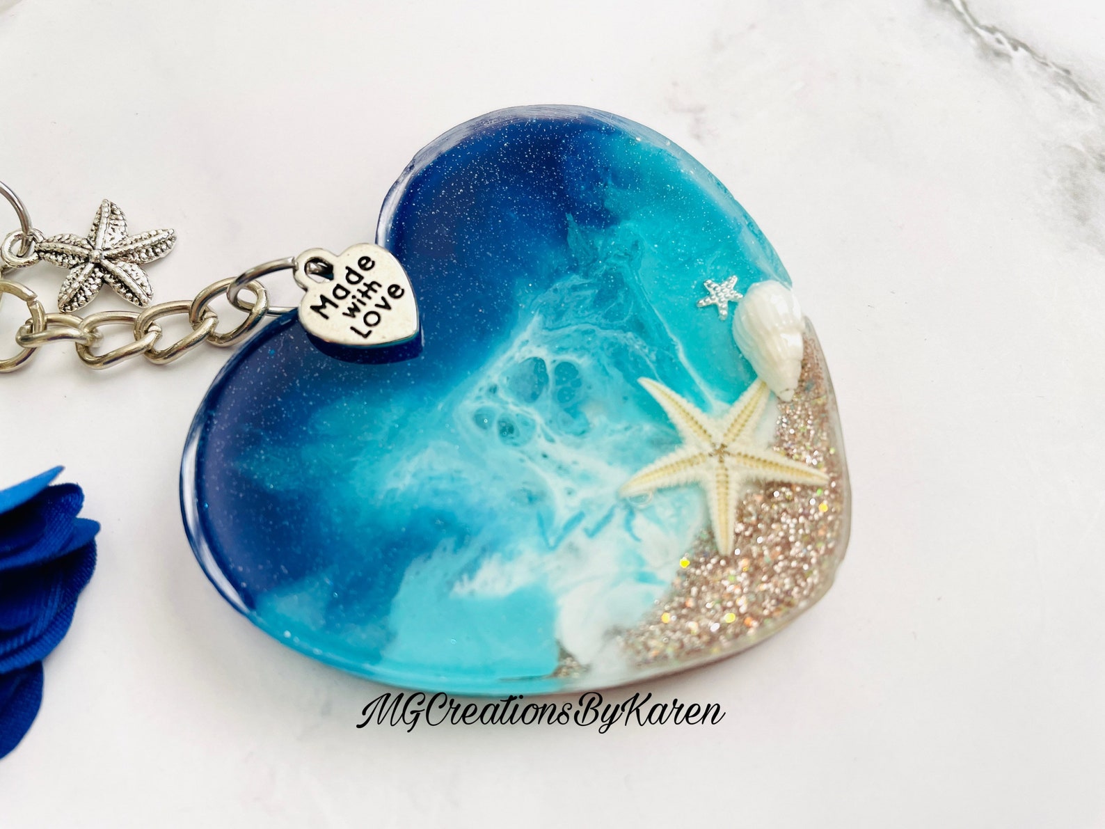 Resin Beach Theme Keychain Beach Keychain Ocean Keychain Etsy