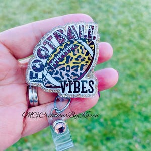 Football Vibes badge reel, Football Badge Holder, Football ID holder, Teacher badge Holder, Nurse badge Holder, stocking stuffer, Football