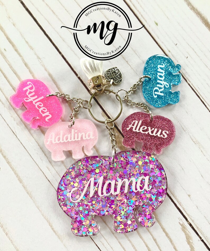 Elephant Keyring Elephant Keychain Personalized Mama Etsy