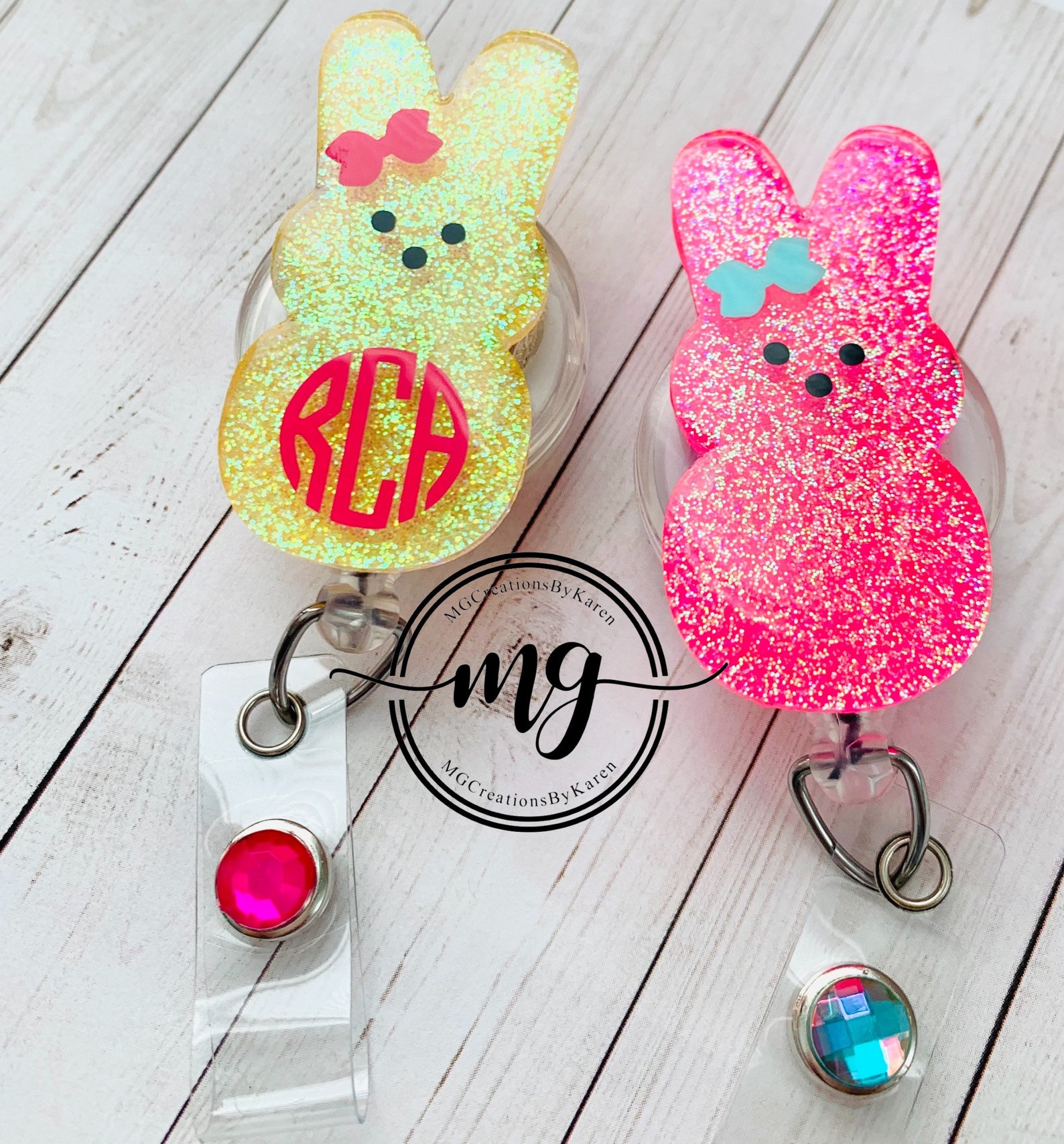 Bunny Reel Easter Badge Reel Bunny Badge Reel Bunny Bunny Etsy