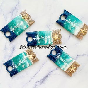 Ocean tumbler name plate for 30/40oz tumblers, tumbler acrylic topper, Custom name plate, tumbler name plate, tumbler name tag, name plate