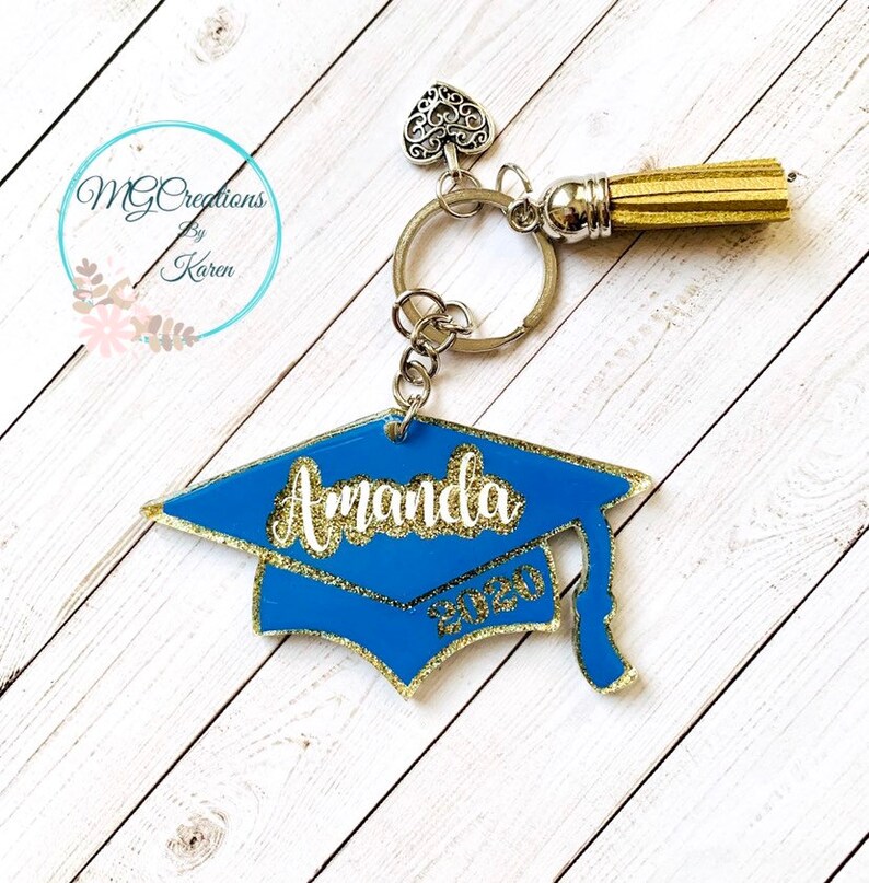 bracket necklace or keychain 2019 gold drop date charm for graduation tassel