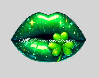 St. Patrick’s lips acrylic blanks for badge reels with matching vinyl decal, acrylic blank, St. Patty vinyl decal, Irish cast acrylic blank