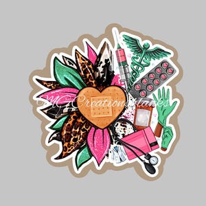 Nurse Sunflower acrylic blanks for badge reels & vinyl decal, acrylic blank, decal, vinyl decal, cast acrylic,  reel, Nurse badge reel