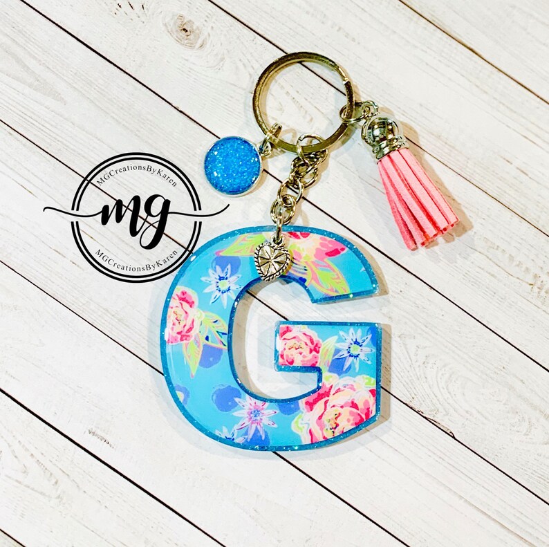 Letter Keychain Initial Keychain Name Key Ring Letter Etsy