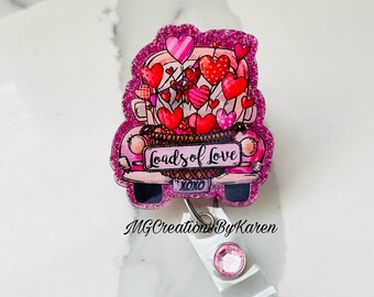 Valentine truck Badge Reel, Valentine Reel, truck Badge Reel, Valentine Badge Reel, Valentine ID Holder, Badge Reel, Badge Holder for Her