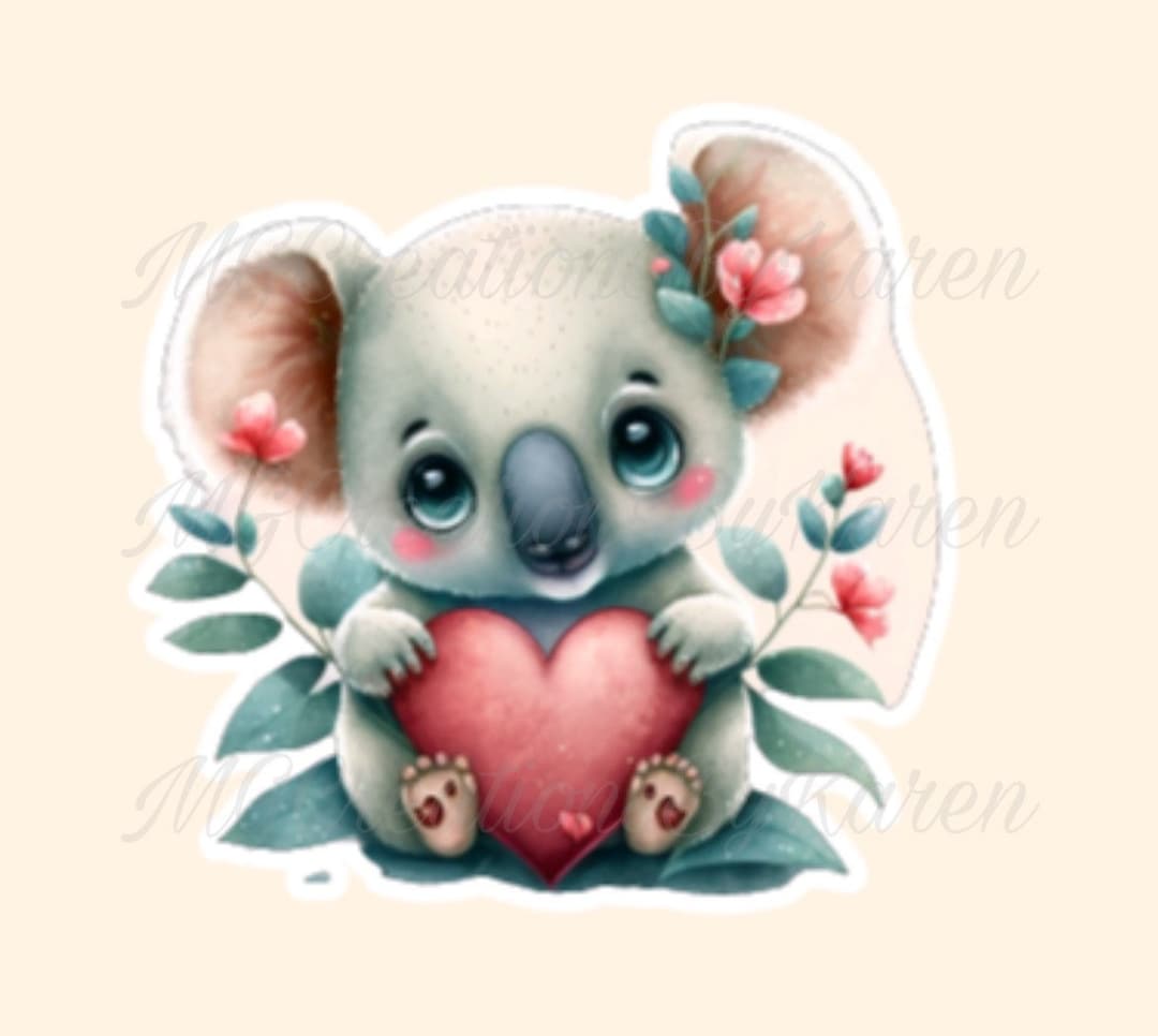 2 Koala Clear Acrylic Blanks for Badge Reels With Matching Vinyl Decal