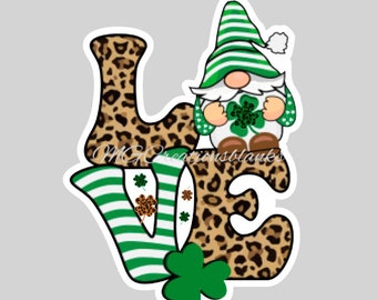 St. Patrick’s gnome acrylic blanks for badge reels with matching vinyl decal, acrylic blank, St. Patty vinyl decal, DIY cast acrylic blank