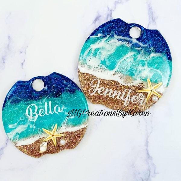 Ocean Tumbler Name Plate: Personalized Acrylic Topper, 20/30/40oz Tumblers