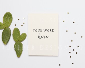 Download Free Cactus Invitation Mockup, Styled Stock Photography, Confetti, Minimal (8520) PSD Template