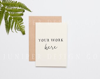 Download Free Styled Stock Photography, Invitation Mockup, Fern Leaf, Kraft Envelope, Natural (8507) PSD Template