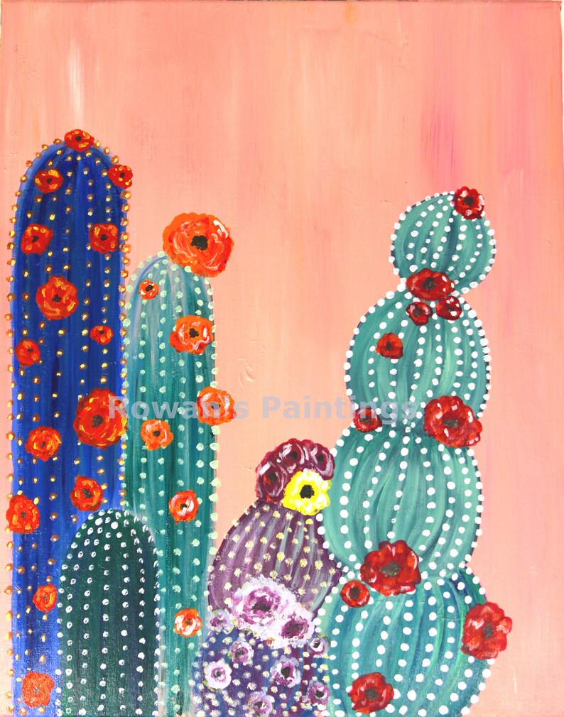 Cactus Art Print Cactus Wall Art Cactus Wall Decor Instant Etsy