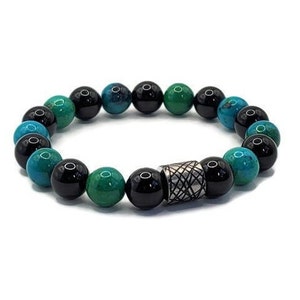 10mm Chrysocolla Beaded Bracelet: Natural Gemstone Jewelry